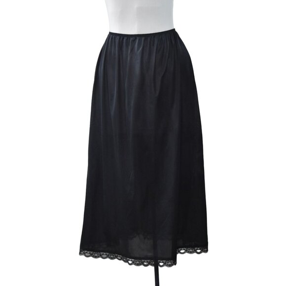 Vintage Deena Half Slip Womens Large Black Lace Trim Style 2190L-31 - Picture 1 of 5